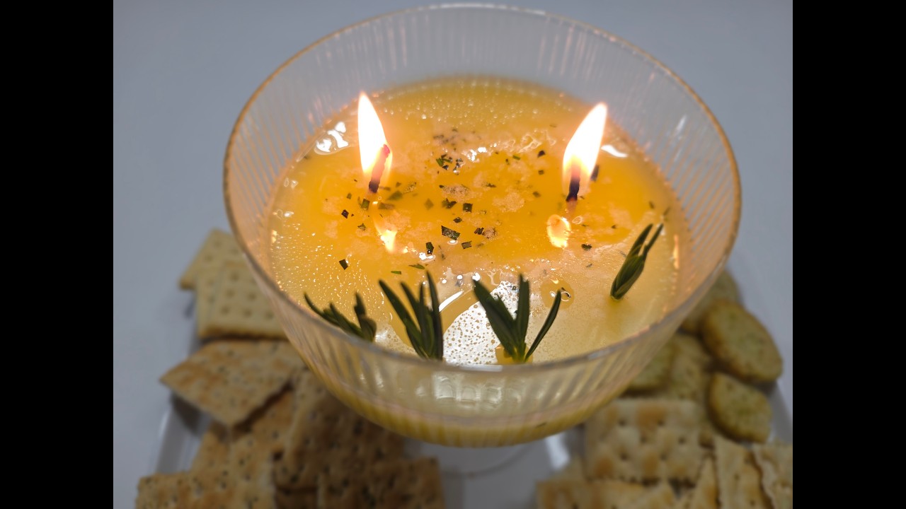 HOW TO MAKE AN EDIBLE GARLIC AND ROSEMARY CANDLE / COMO FAZER UMA VELA COMESTIVEL DE ALHO E ALECRIM