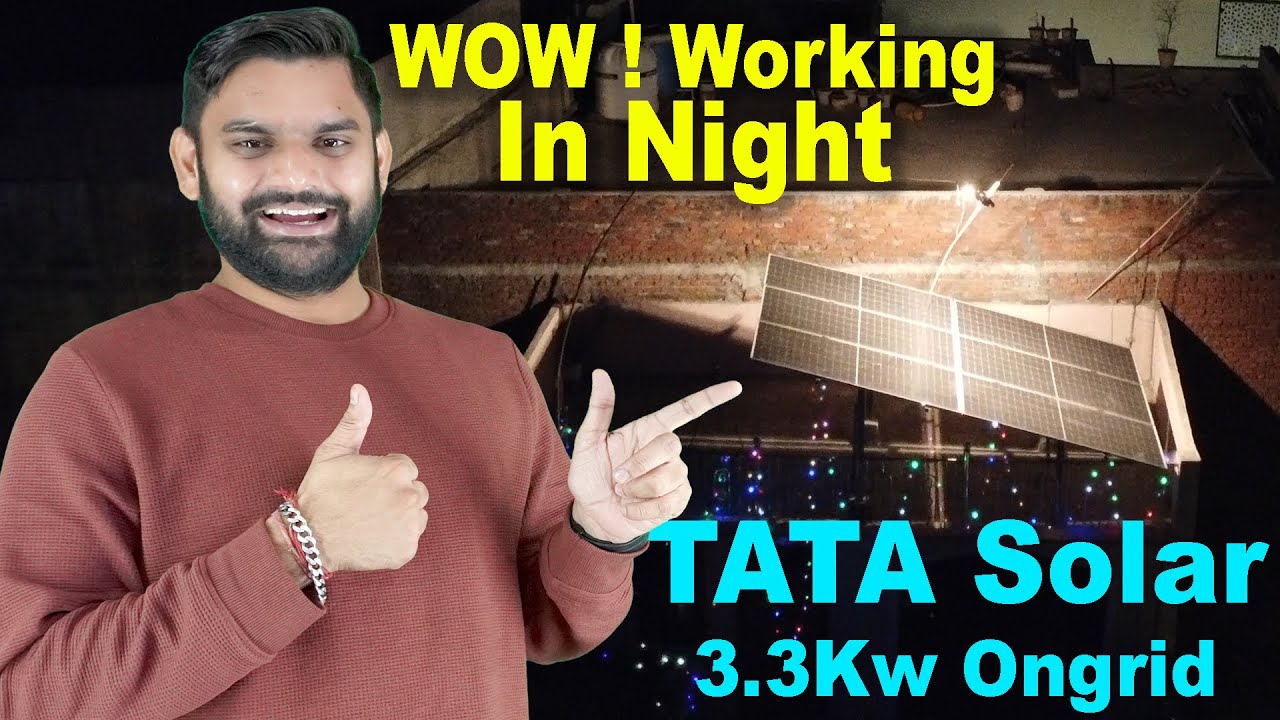 Unbelievable! TATA Solar System Working at Night 🌙 | 3.3kW OnGrid Setup + Halogen Light Experiment