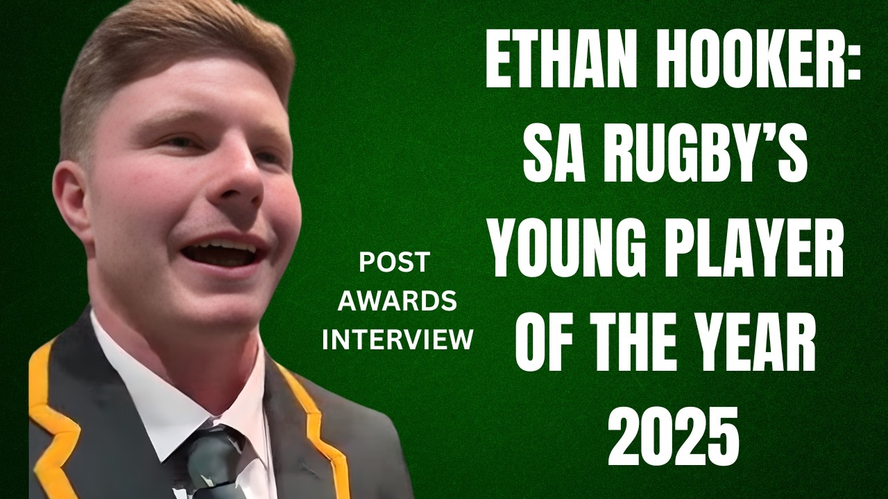 SA RUGBY AWARDS:  Ethan Hooker after receiving the Young Player of the year award