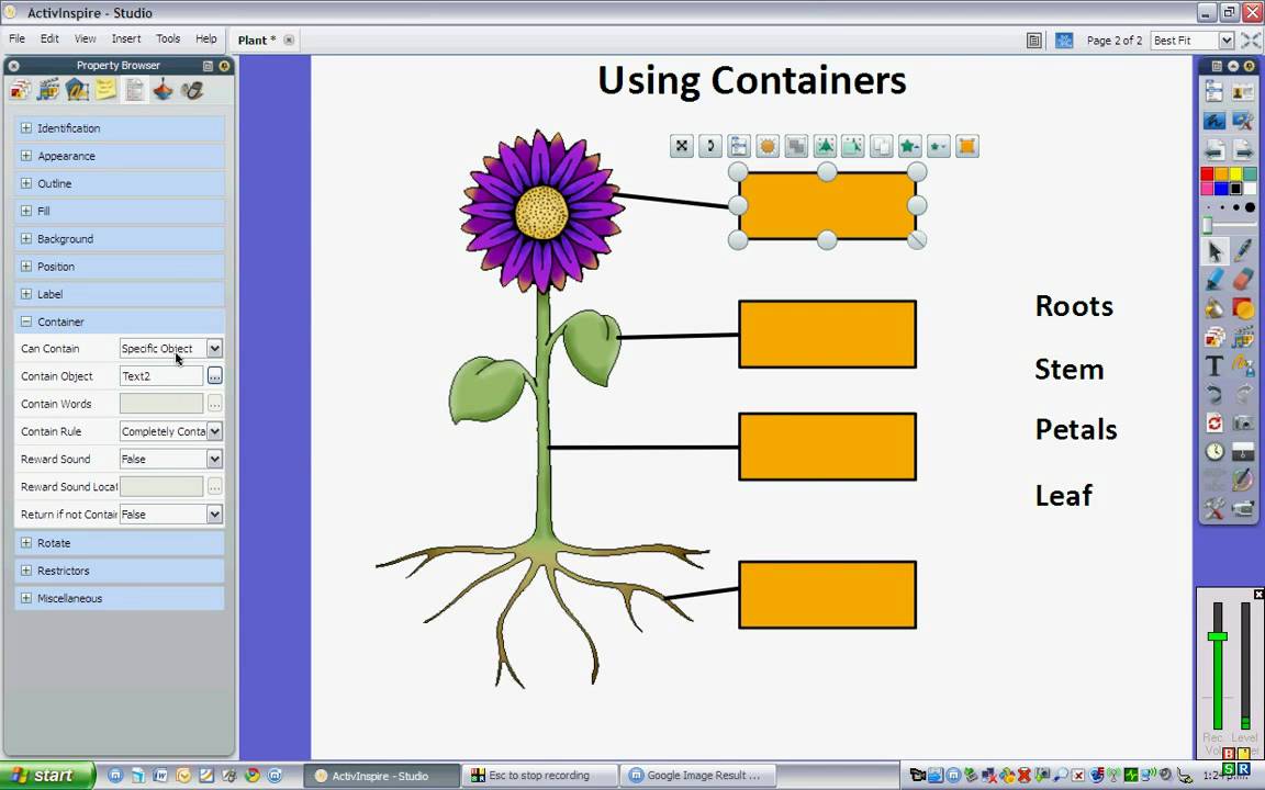 ActivInspire (How to make and use containers)