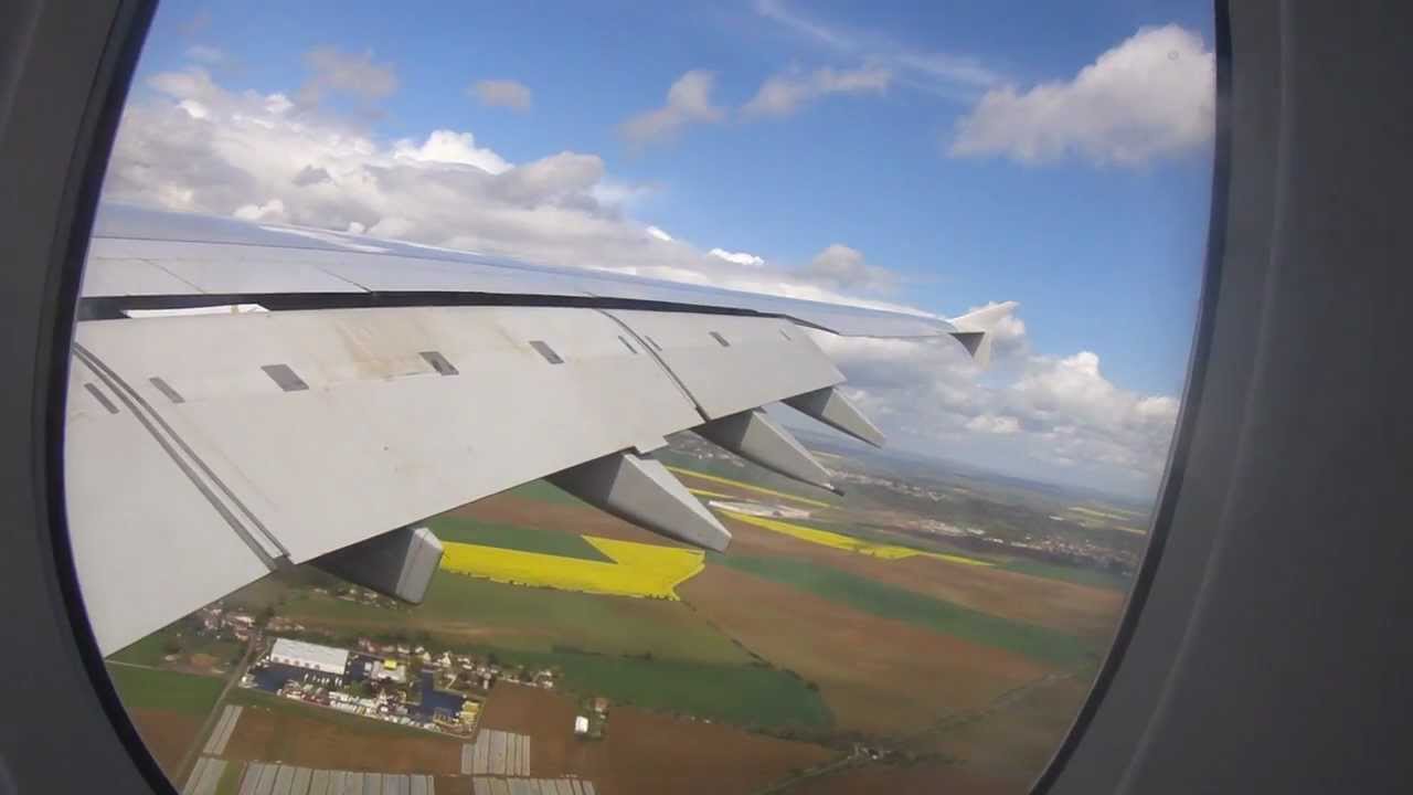 A380 Emirates 073 landing in Paris (CDG) The whalejet and the babybus meet!