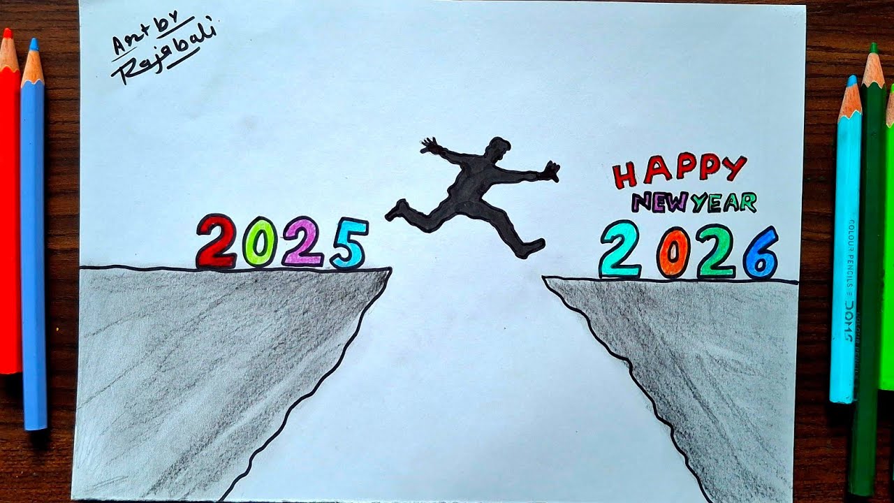 Happy new year drawing 2026||new year drawing easy||2026 drawing easy