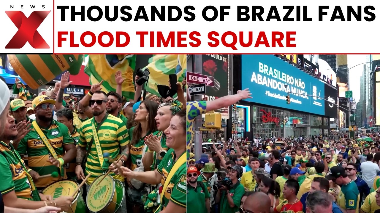 World Cup Fever Explodes As Brazil Fans Swarm Times Square In NYC - VIRAL VISUALS! | FIFA 2026