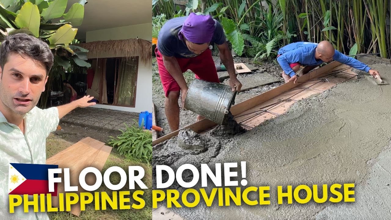 POURING A CONCRETE SLAB FOR OUR PATIO 🇵🇭 House Build Philippines