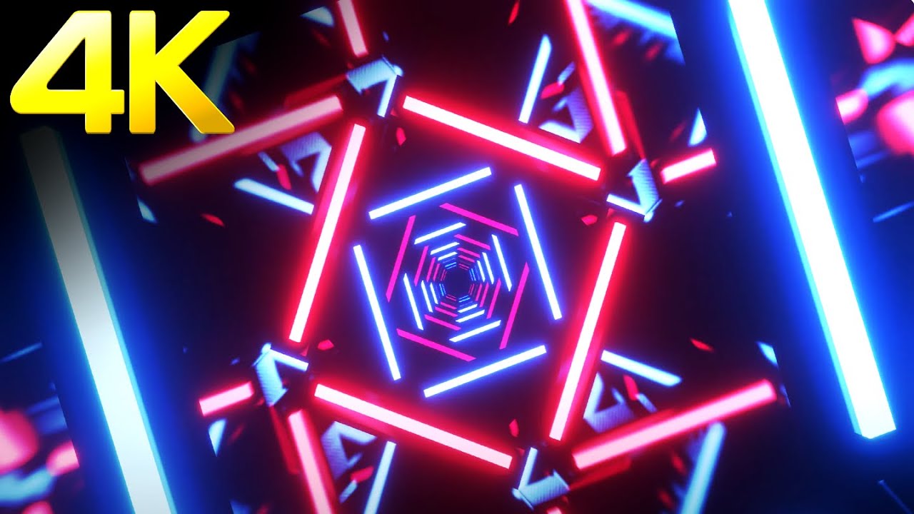 4K Abstract OLED VJ Loop Square Tunnel Blue & Red Color Screensaver  Video Background Loop No sound