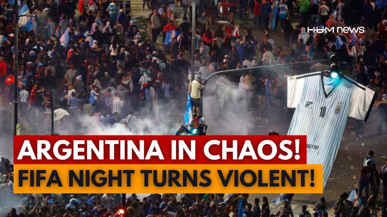 Argentina fans throw stones at police in Buenos Aires after World Cup final loss 4k