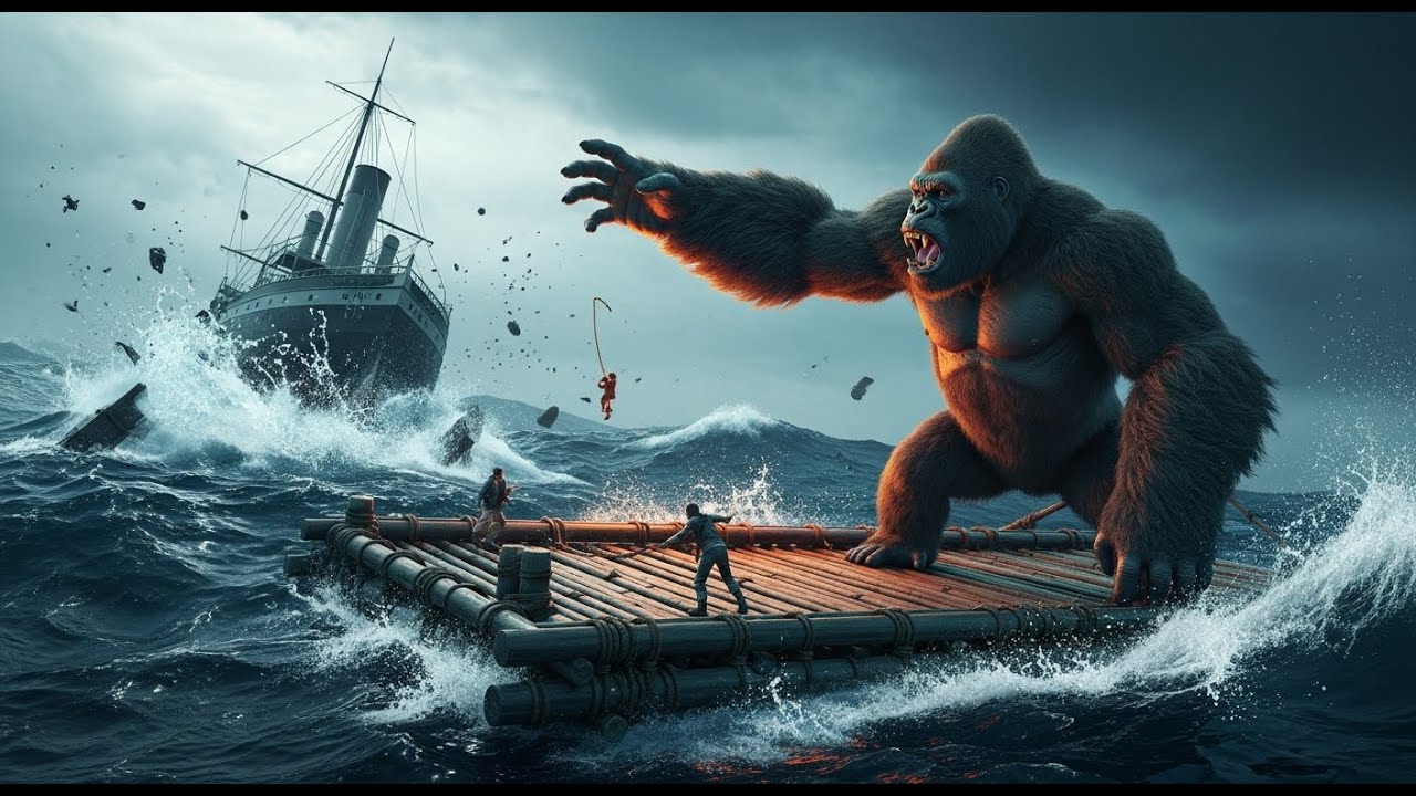 epic sinking boat rescue kong saves survivors on a raft