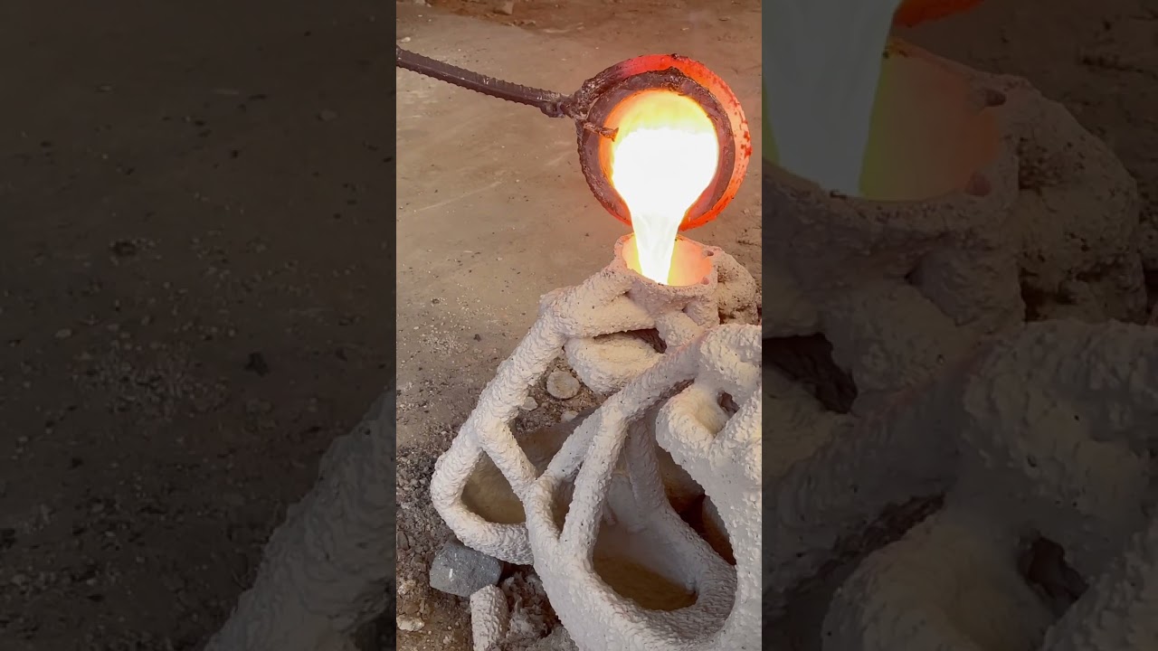 I'm going to show you a section of pouring, molten copper, into a sculpture model.#sculptures