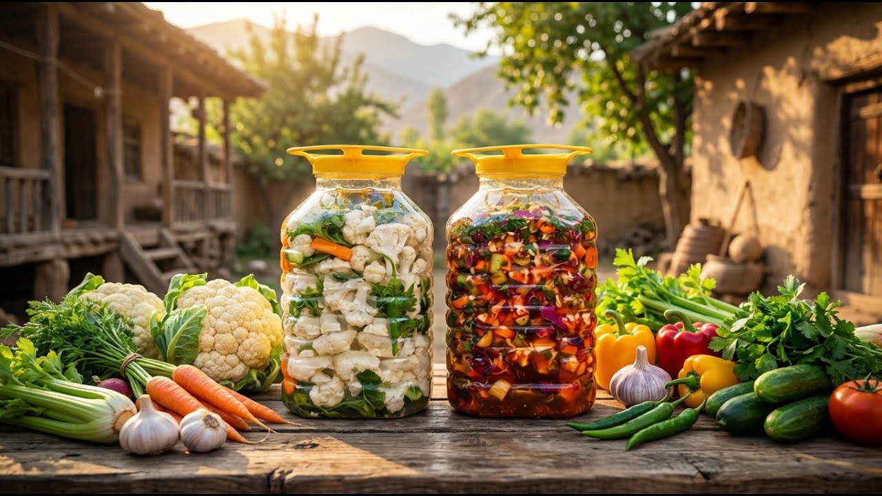 🌿 “Traditional Village Pickle Making — Giant Cauliflower Pickles & Fresh Vegetables!”
