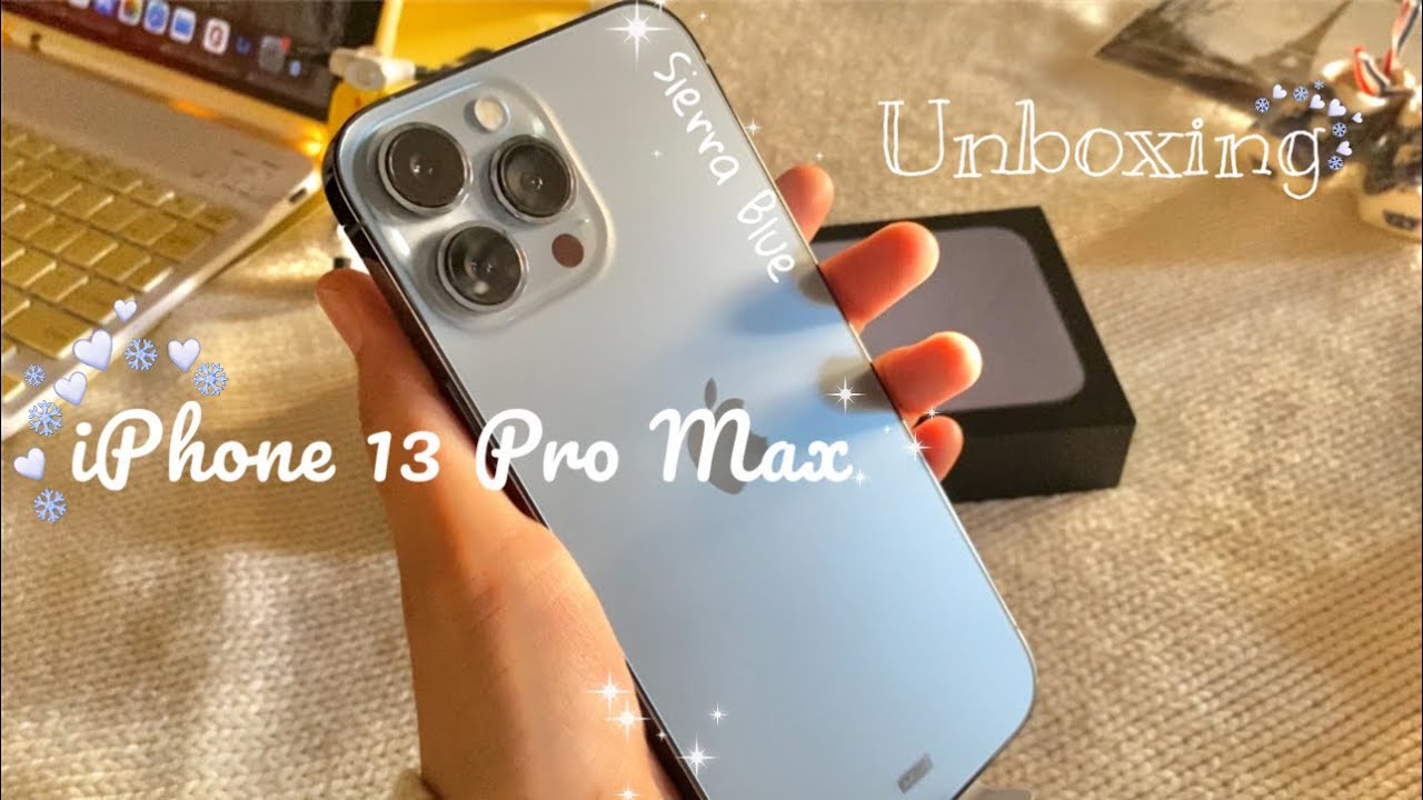 iPhone 13 Pro Max (Sierra Blue) Unboxing + Accessories ❄️🌨 | Aesthetic✨ ASMR (eng sub)