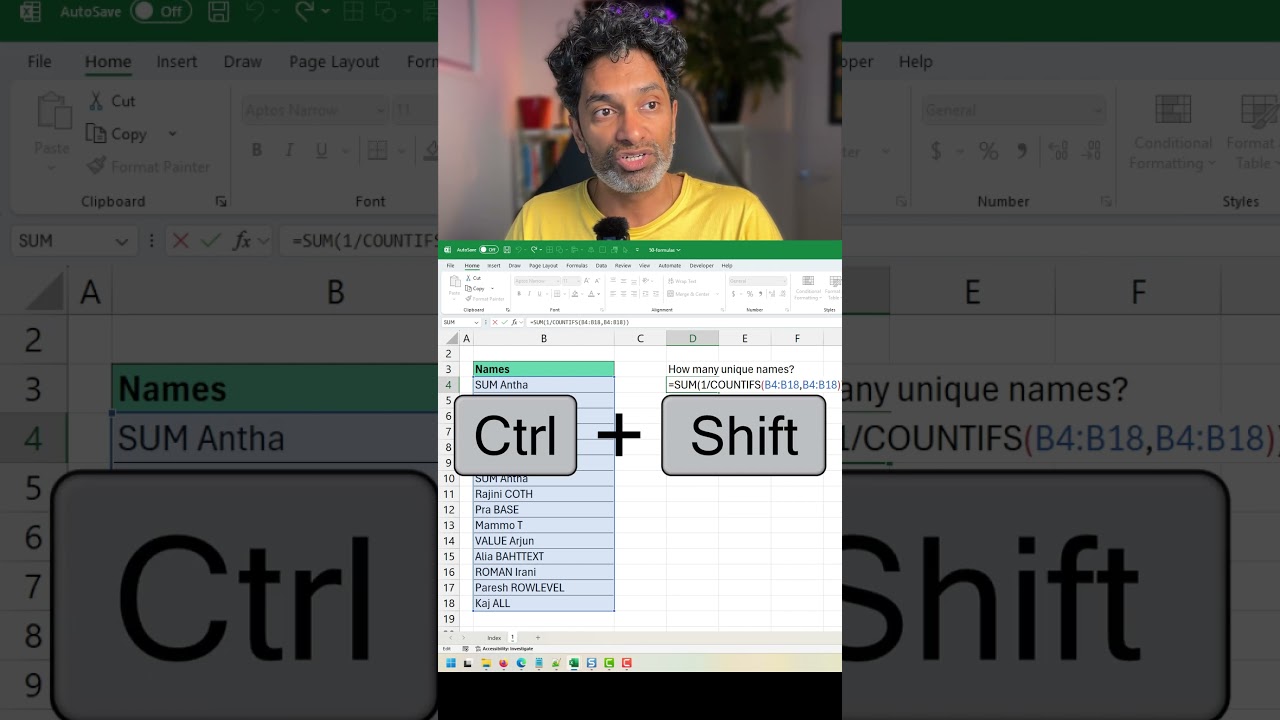 Хитрость Excel для подсчета уникальных значений за секунды