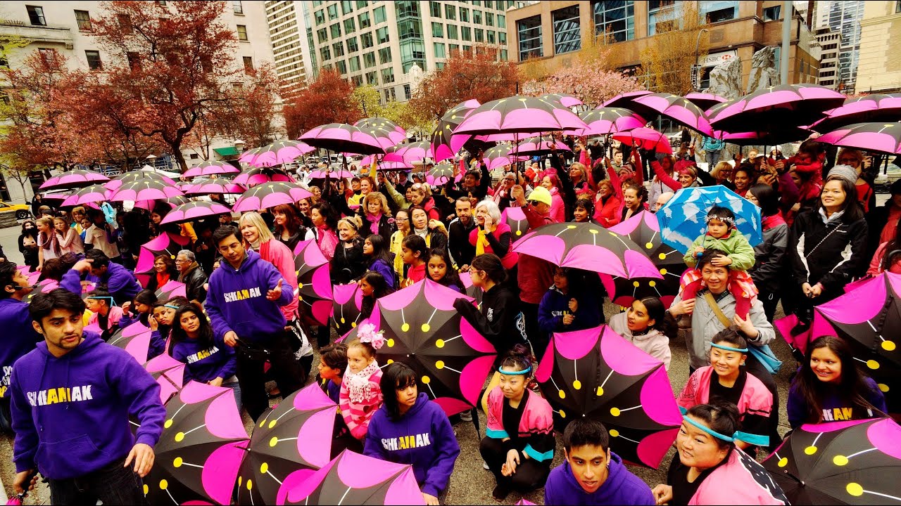 BOLLYWOOD FLASH MOB WORLD UMBRELLA DANCE ART GALLERY VANCOUVER 2013