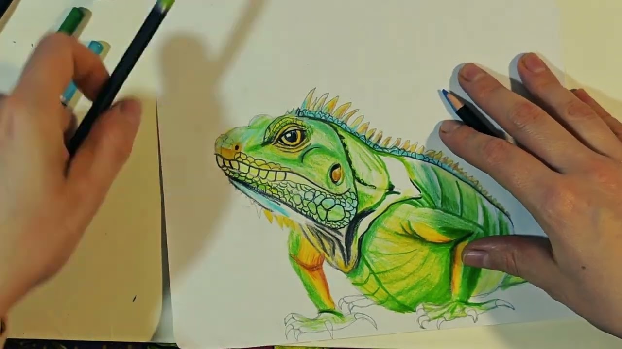 Iguana — pencil picture, timelapse (Игуана — рисунок карандашом, таймлапс)