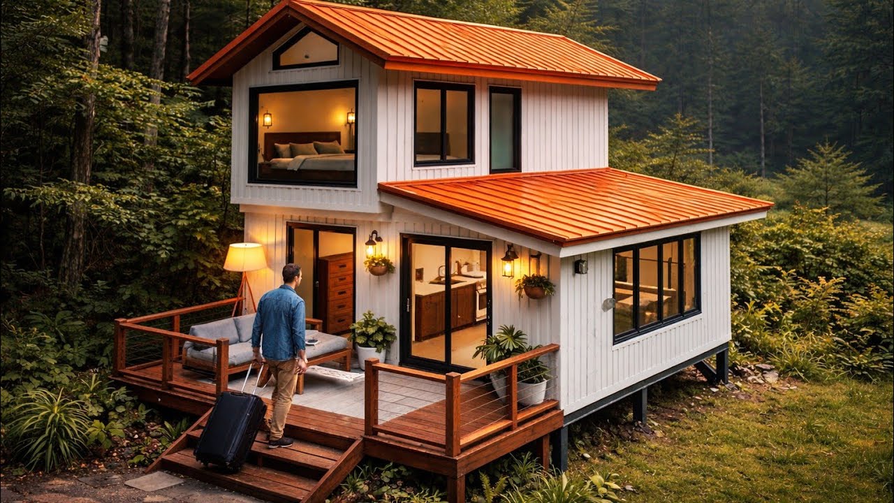 The wooden house was built in the forest, 200 days