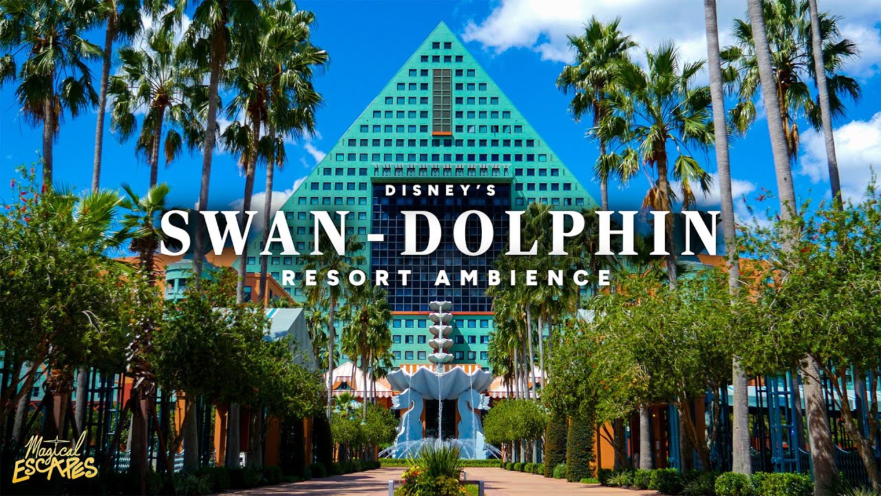 Disney’s Swan & Dolphin Hotel Entrance Ambience (4K) | Palm Trees, Fountain, & Resort Sounds 🏨