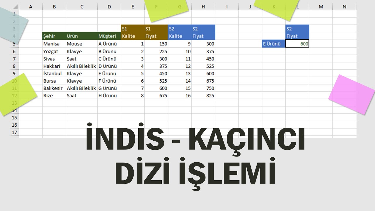 Çok koşullu aramalarda İndis - Kaçıncı kullanımı (INDEX - MATCH) | Excel Dersleri