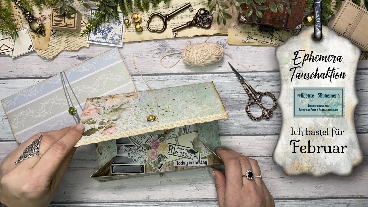 Junk Journal / Ephemera Box Umschlag inkl. Anleitung / 12“x12“ Scrapbook Papier / #6leute_5ephemera