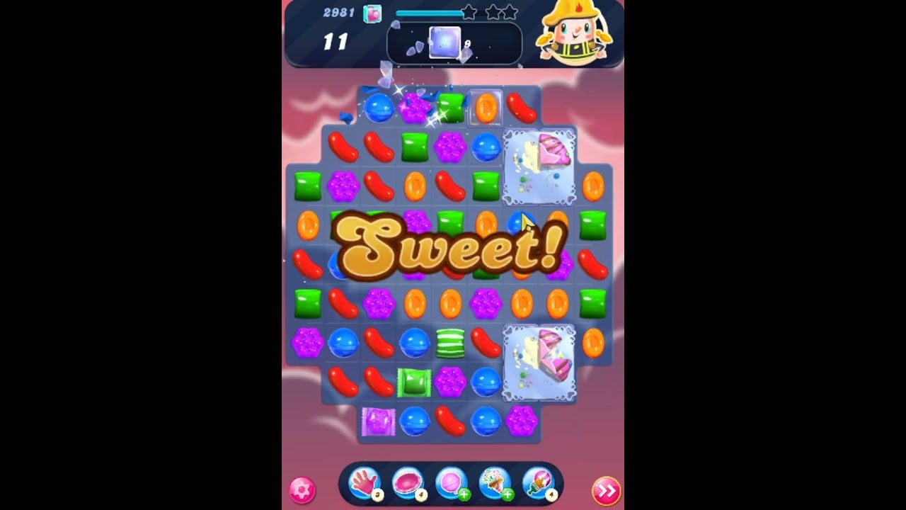 Gameplay Candy Crush Saga Level 2981 Get 1 Stars, 22 Moves Completed, No Boosters