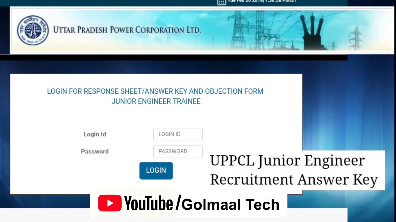 UPPCL JE Answer Key 2018