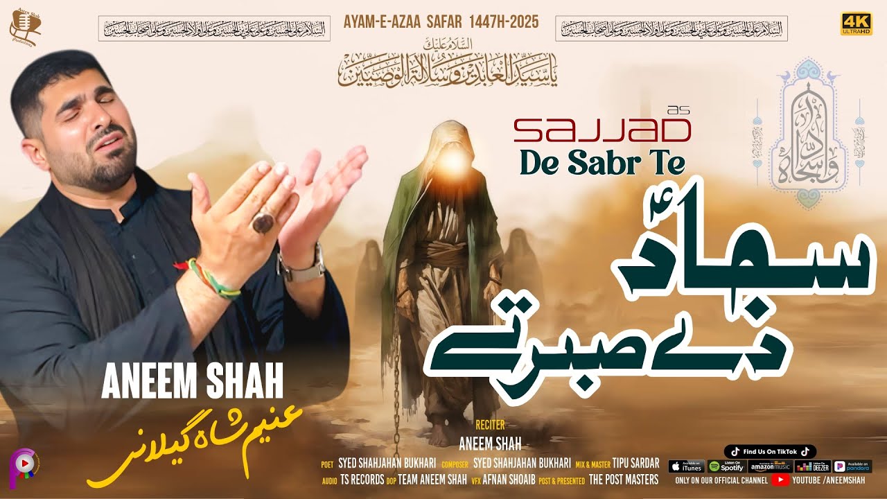 Sajjad De Sabar Te | Noha Imam Sajjad (AS) | Aneem Shah | Safar 1447H-2025 | New Noha 2025