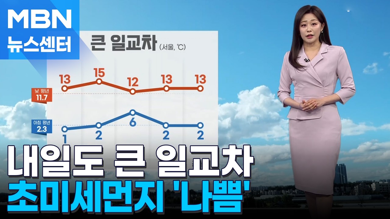 [날씨] 내일도 큰 일교차…초미세먼지 '나쁨' [MBN 뉴스센터]