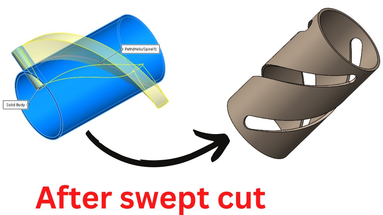 How to make Swept Cut with cylinder profile in Solid works ||solid work tutorial_#23 ||