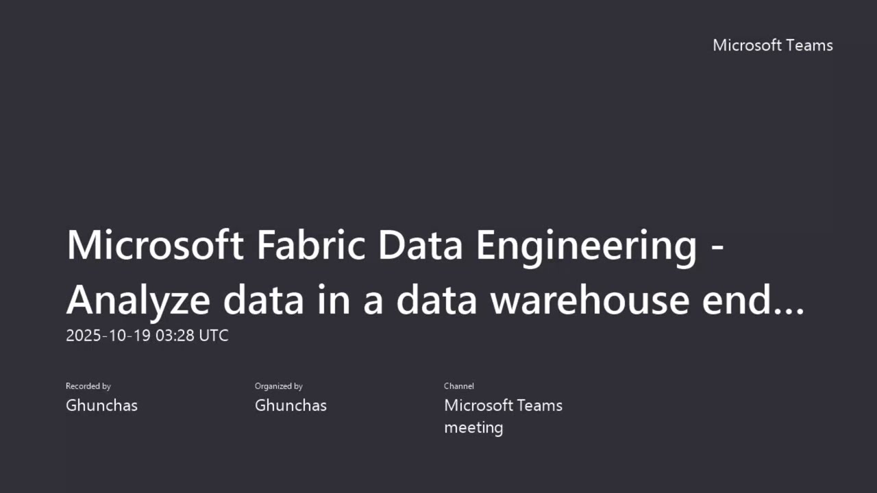 Microsoft Fabric Data Engineering   Analyze data in a data warehouse