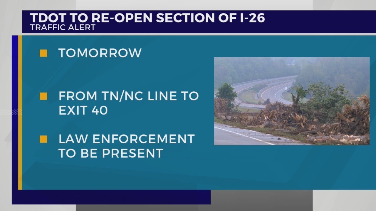 TDOT to open section of I-26 for local motorists Thursday
