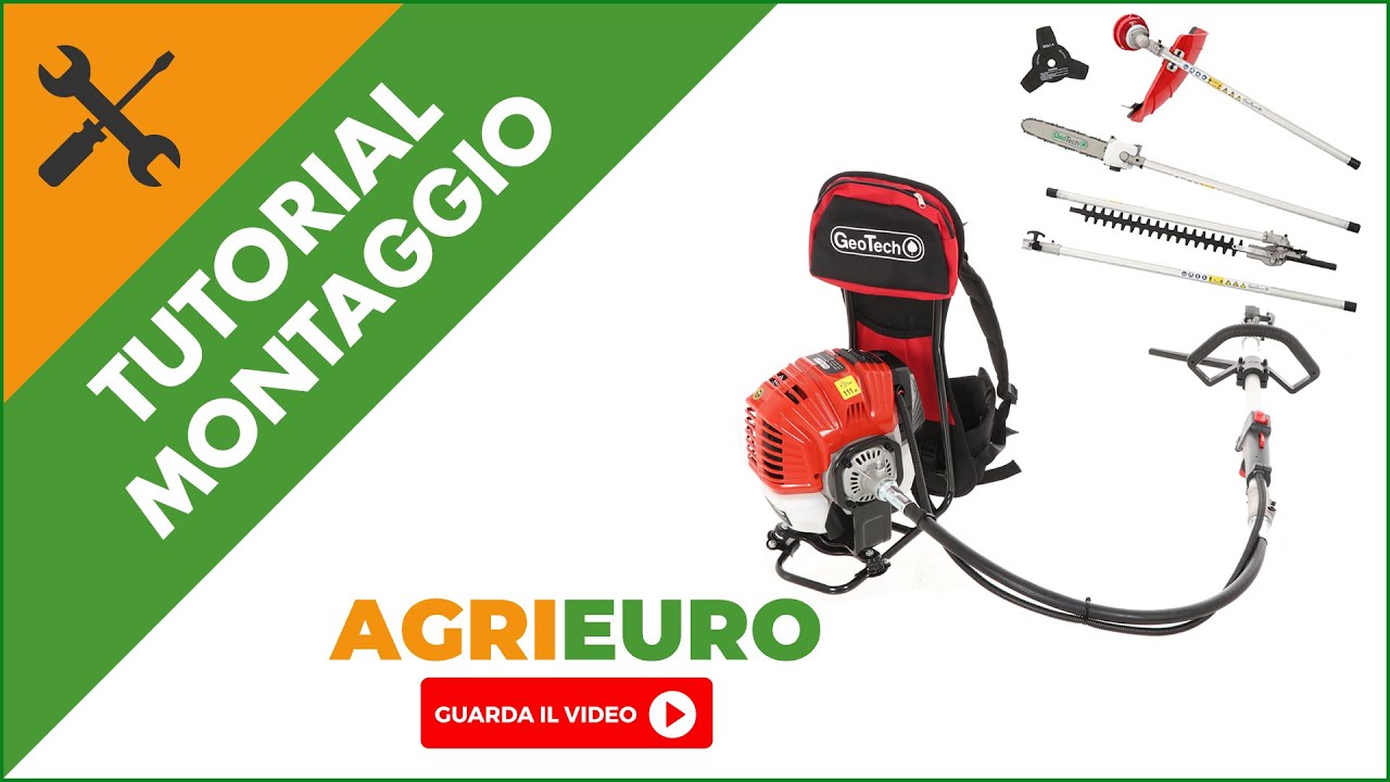 Decespugliatore multifunzione a scoppio 2 tempi con zaino GeoTech GT-2 52 BP - 52 cc: Montaggio