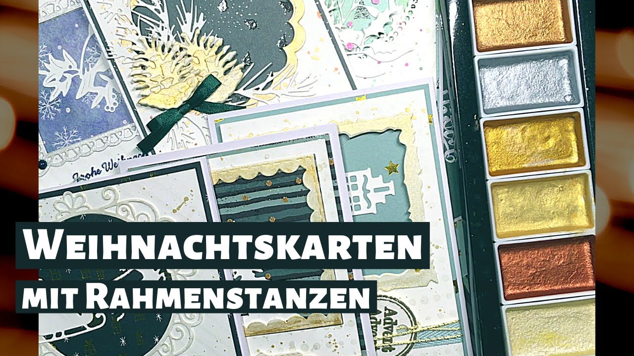 Weihnachtskarten mit Rahmenstanzen / Action Weihnachtsblöcke & Metallicfarben / Watch me craft #38