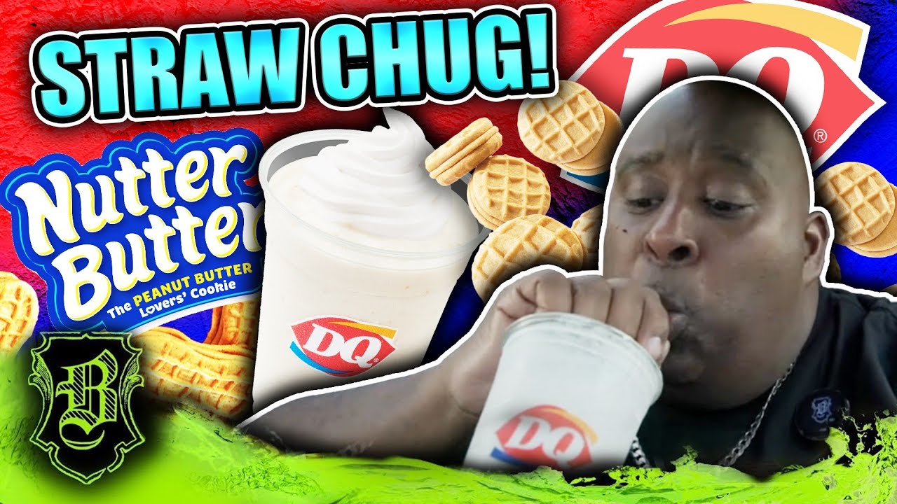 HUGE STRAW SIP!: Dairy Queen Nutter Butter Shake Chug!