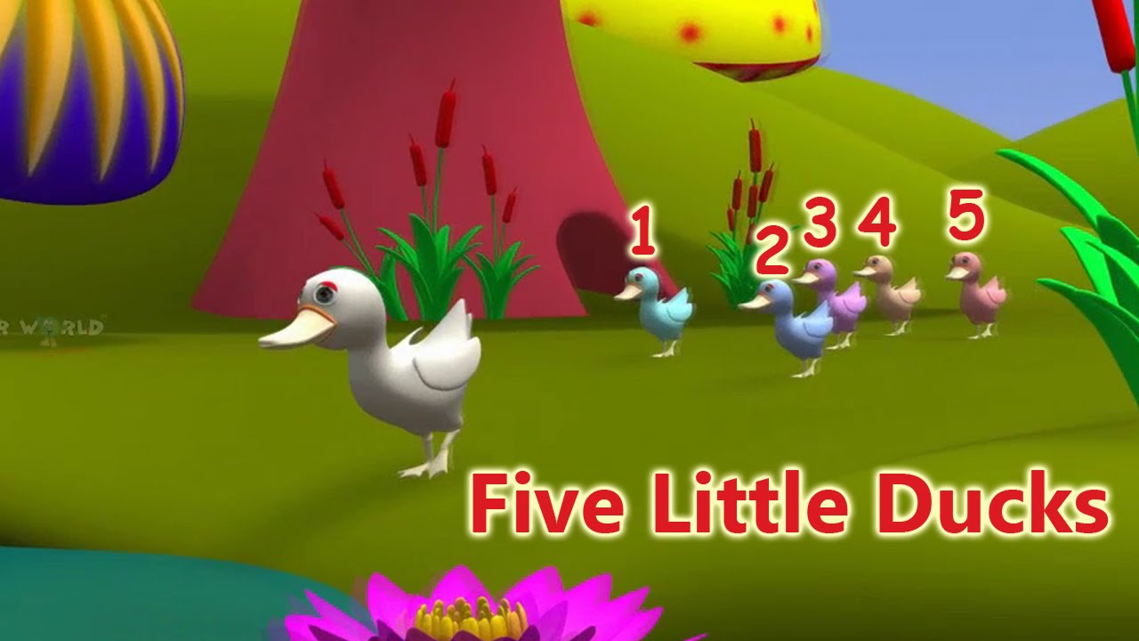 Five Little Ducks Nursery Rhymes With Lyrics -  3D Animation & Songs for Children