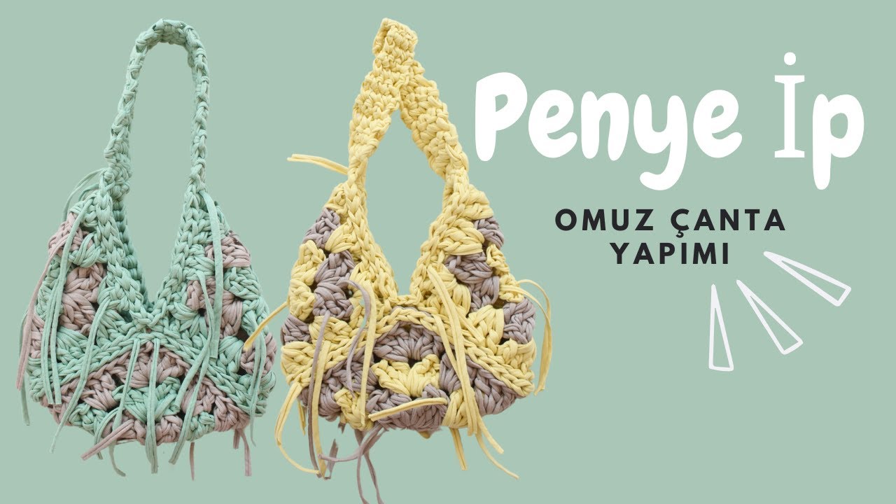 PENYE İPTEN ÖRGÜ ÇANTA YAPIMI -  CROCHET HANDBAG TUTORIAL