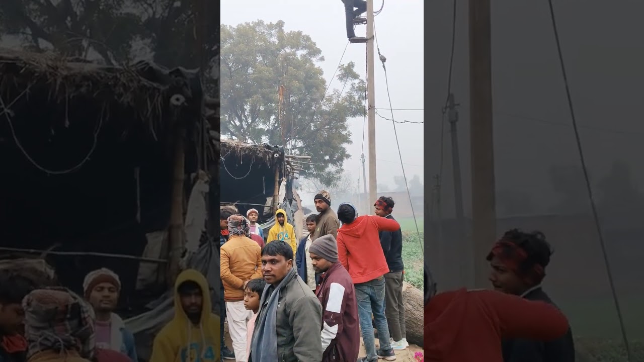 लाईन मैन के द्वारा गोसाई का पूरा गांव में लाइट काटते हुए सभी लाईन स्टाफ 