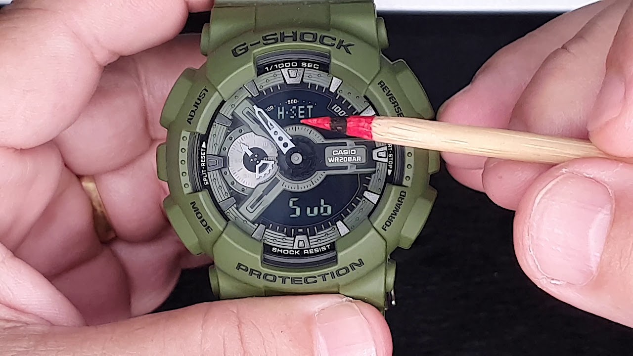 CASIO G-SHOCK GA-110 FUNÇÃO H.SET (CALIBRAR O ANA-DIGI) ACERTO DE PONTEIROS