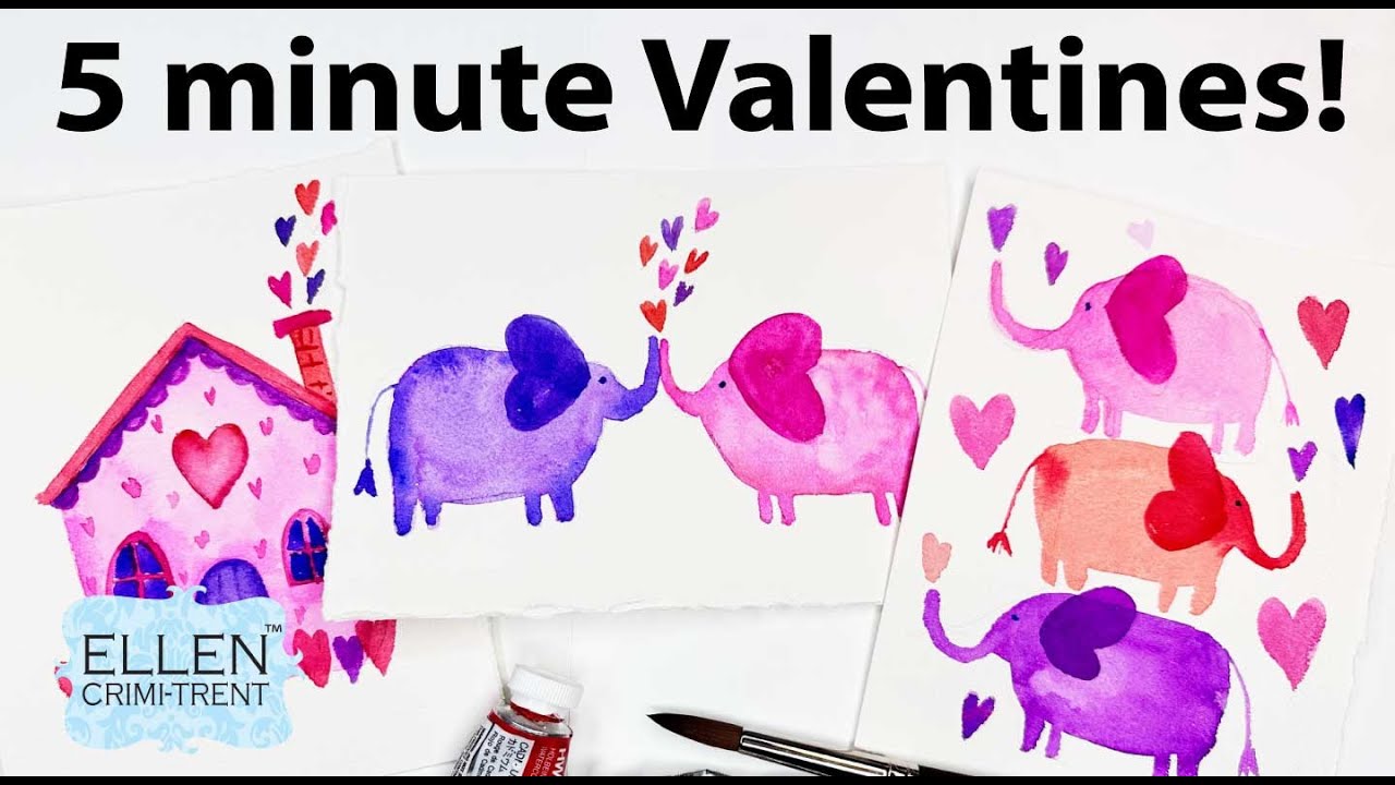 EASY & Fun 5 minute Watercolor Valentines Day cards