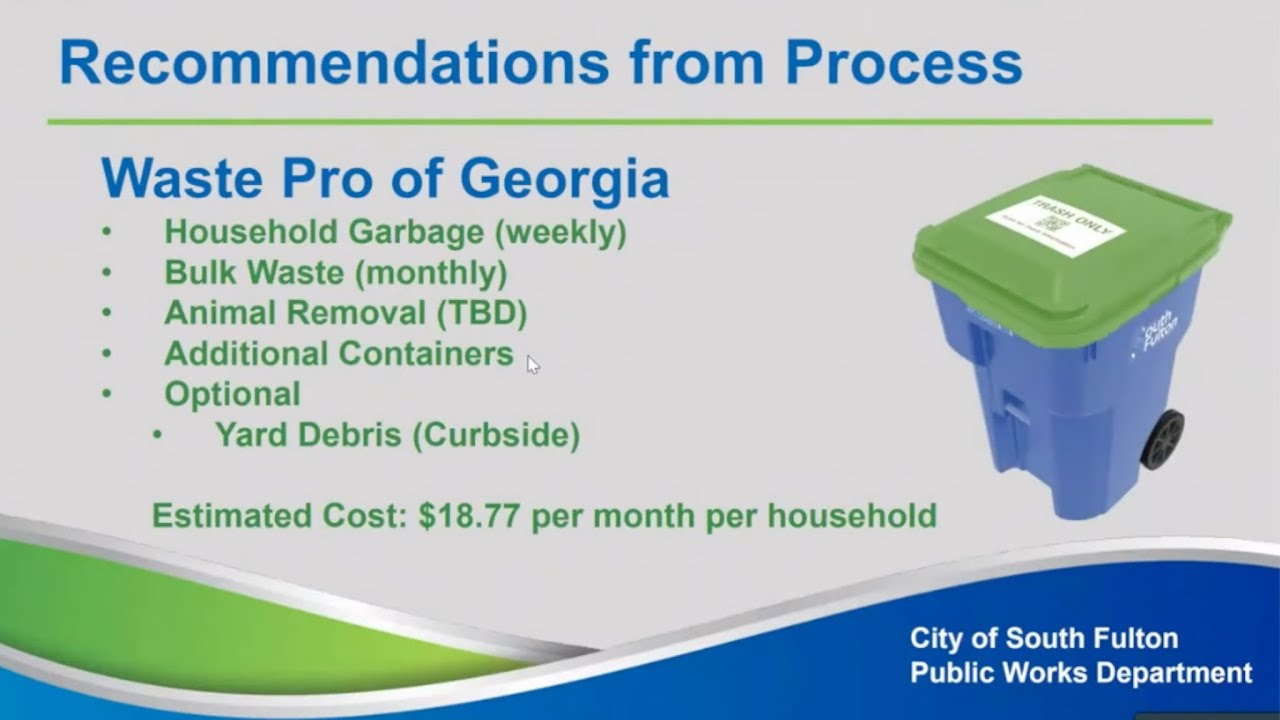 South Fulton Selects WastePro for Citywide Trash