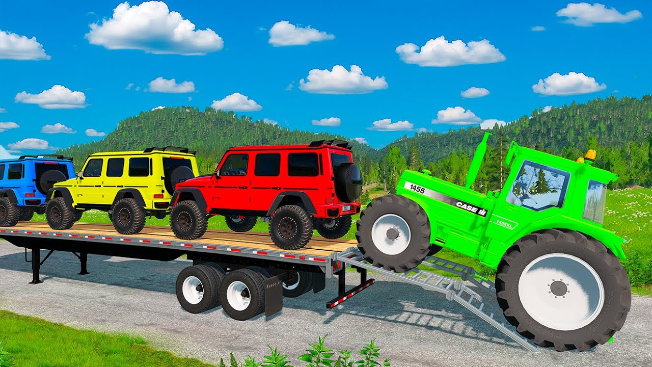 Flatbed Truck Mcqueen | Transportation with Truck - Pothole vs Car #04- BeamNG.Drive