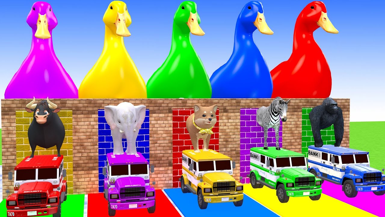 Long Slide Game With Elephant Bull Dog Zebra Gorilla Hipopotamus 3d Animal Game Funny 3d Animals