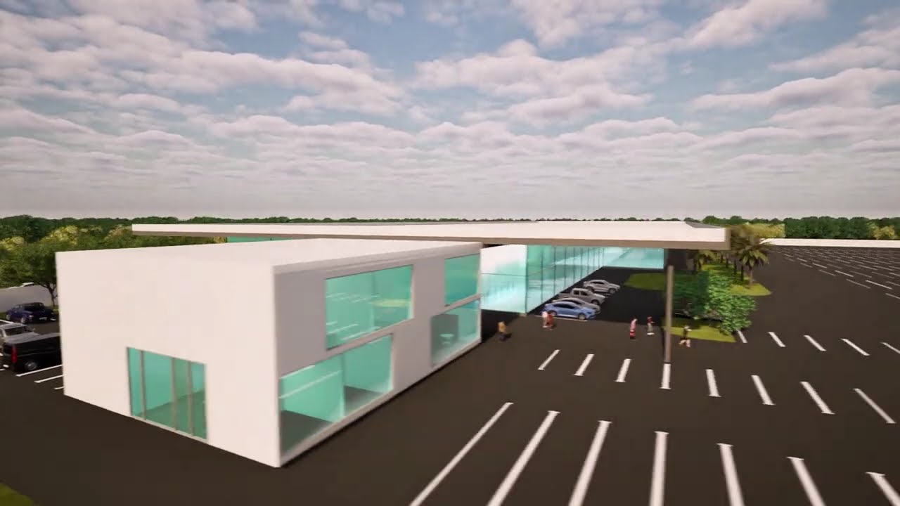 Architectural walkthrough of a car parking
