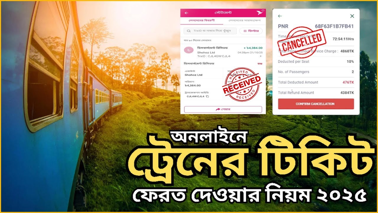 ট্রেনের টিকিট ফেরত দেওয়ার নিয়ম ২০২৫ | How To Cancel Train Ticket Online and Refund Status Update