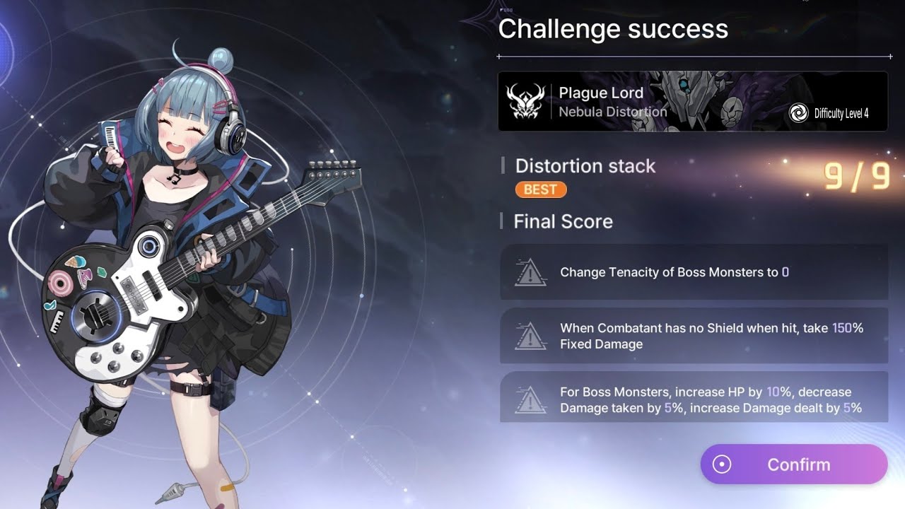 [4-Stars Only, Beryl/Nia/Cassius] Plague Lord Nebula Distortion 9/9 Lvl 4 [CZN/Chaos Zero Nightmare]