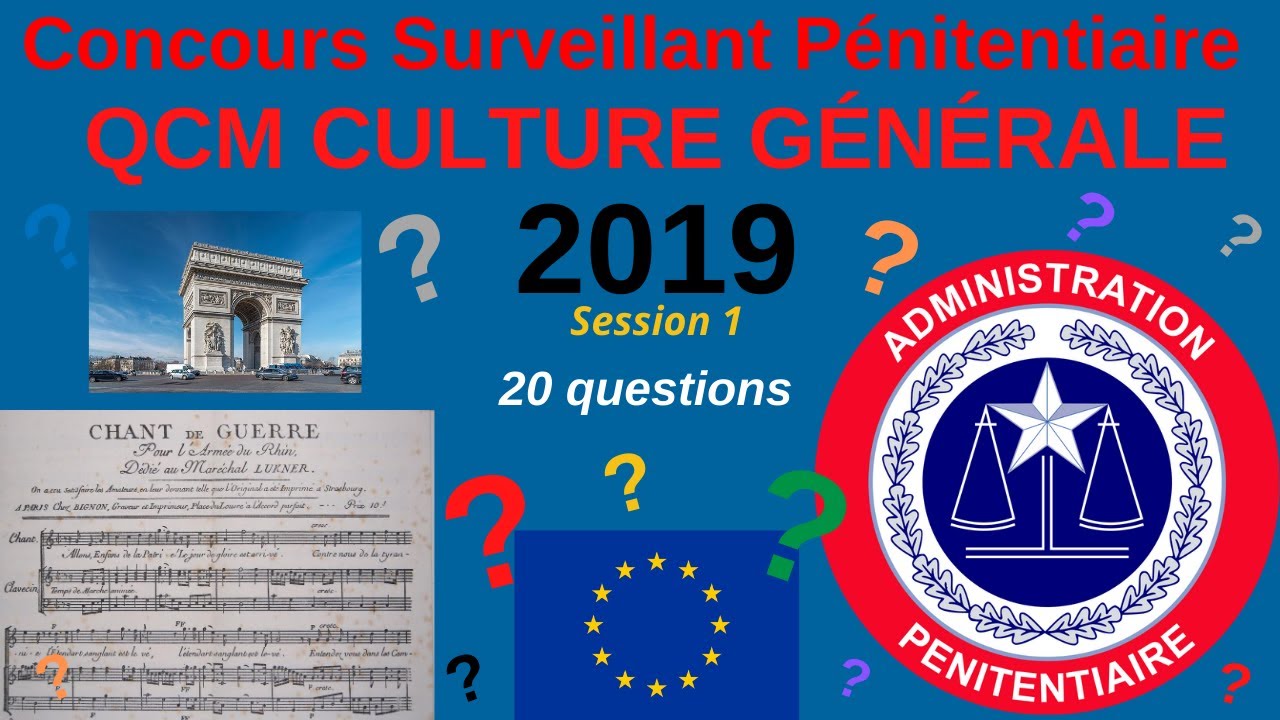 QCM Annales concours Surveillant Pénitentiaire - Gardien de prison de 2019 - session 1 -Quiz culture