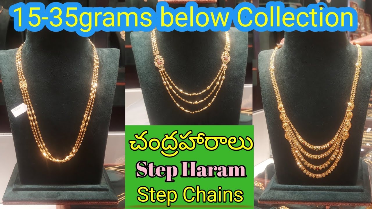 Lightweight chandraharalu,plain gold haralu,Step haram designs//Latest lightweight haralu with price