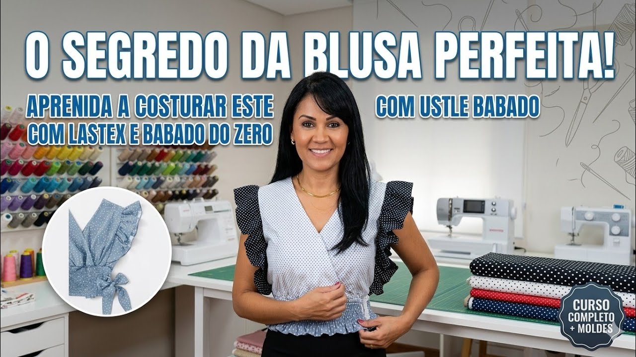 ✅️DIY Blusa transpassada com lastex e babado Costura fácil passo a passo p inciante Gisleide Novelo