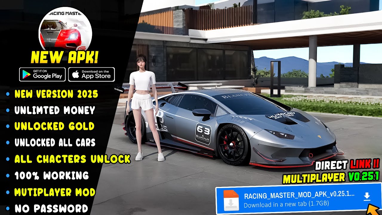 🏁 Racing Master MOD APK v0.25.1 (2025) | Unlimited Money, Gems & All Cars Unlocked 🚘