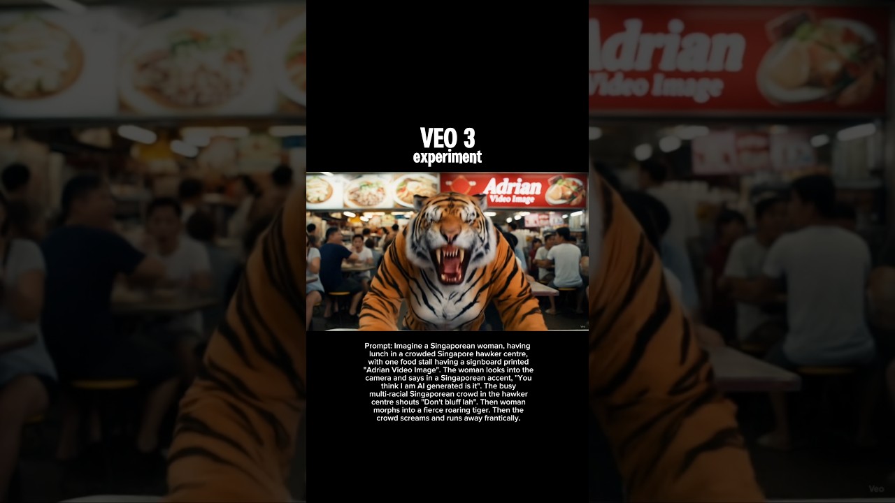 🐯 Google VEO 3 AI video generator experiment! Sneaking in my brand name  and morphing.
