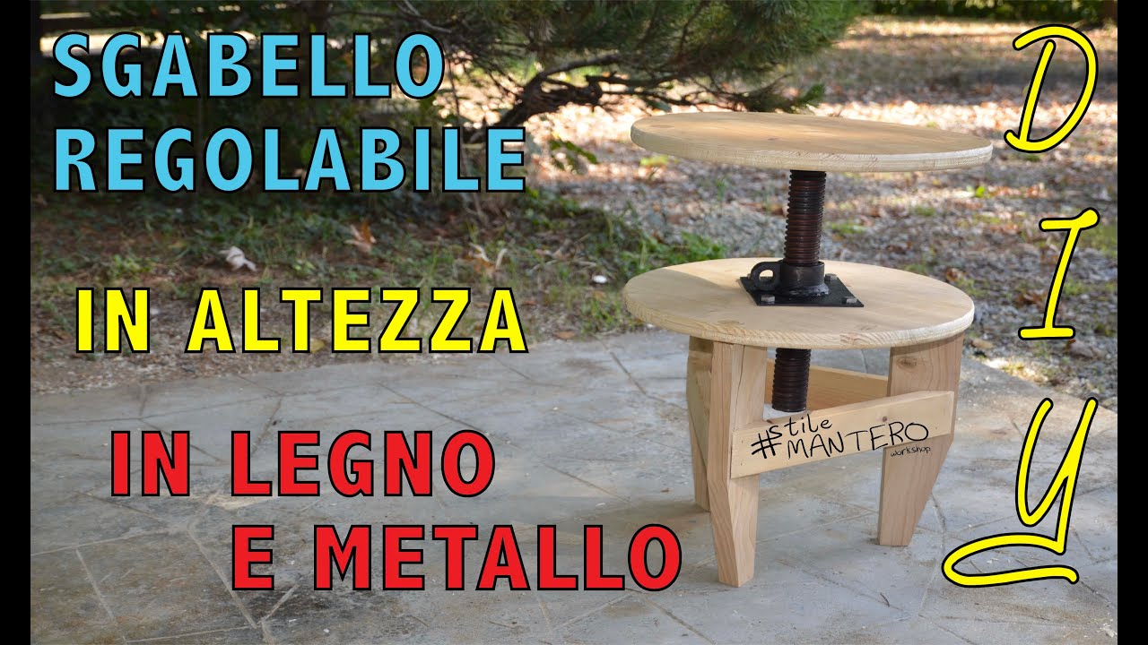 Sgabello regolabile in metallo e legno - adjustable stool made from level jack and wood