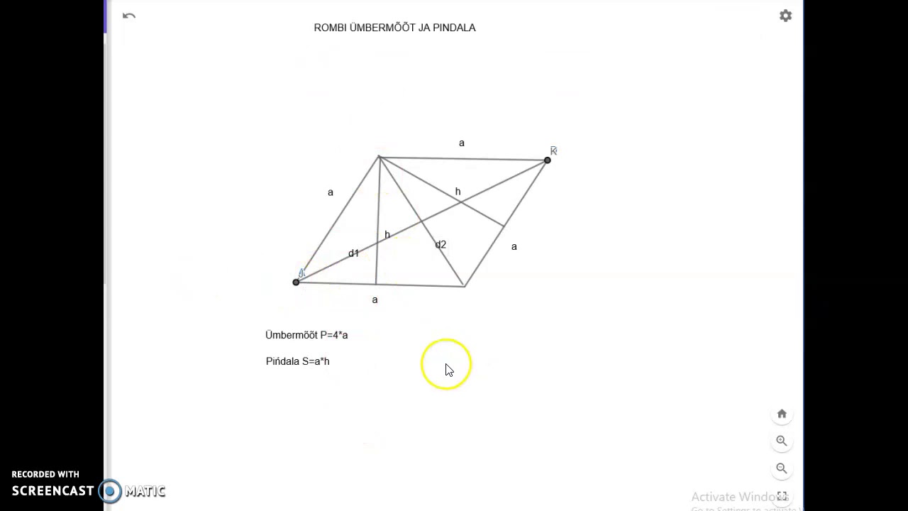 Rombi ümbermõõt ja pindala