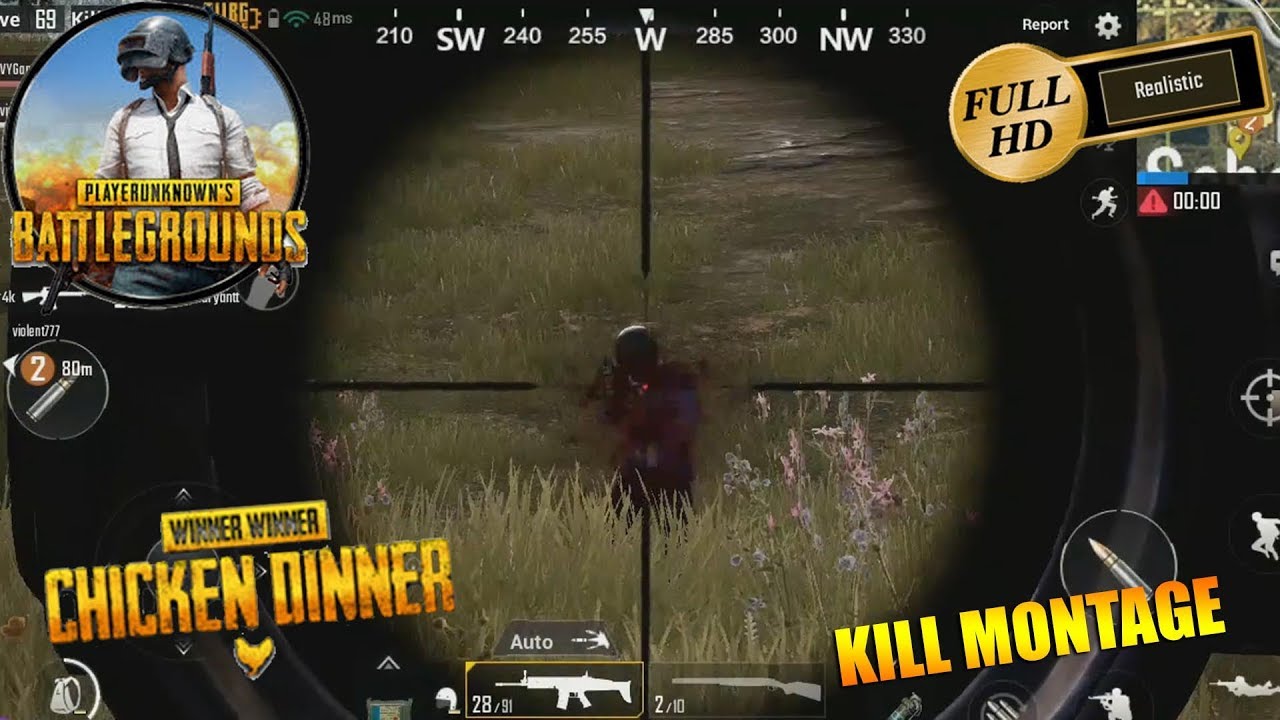 CHICKEN DINNER! PUBG Mobile Full HD + Realistic Graphic Kill Montage Video!